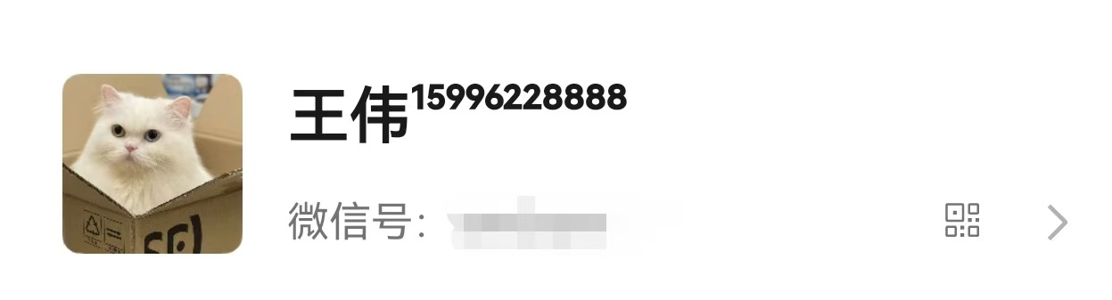 微信昵称上标电话号码效果示意图